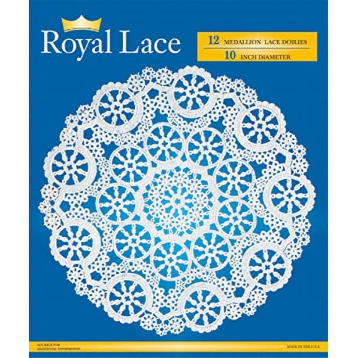 Royal Medallion Lace Round Paper Doilies, 10Inch, Pack of 12 (B23005