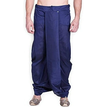 Royal Men's Art Silk Fine Quality Ready to Wear Free Size Dhoti Pant's Blue