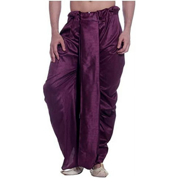 Royal Men's Art Silk Fine Quality Ready to Wear Free Size Dhoti Pant's Purple
