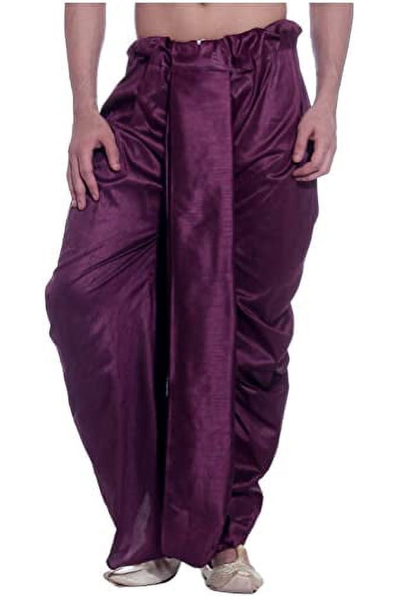 Royal Men's Art Silk Fine Quality Ready to Wear Free Size Dhoti Pant's Purple