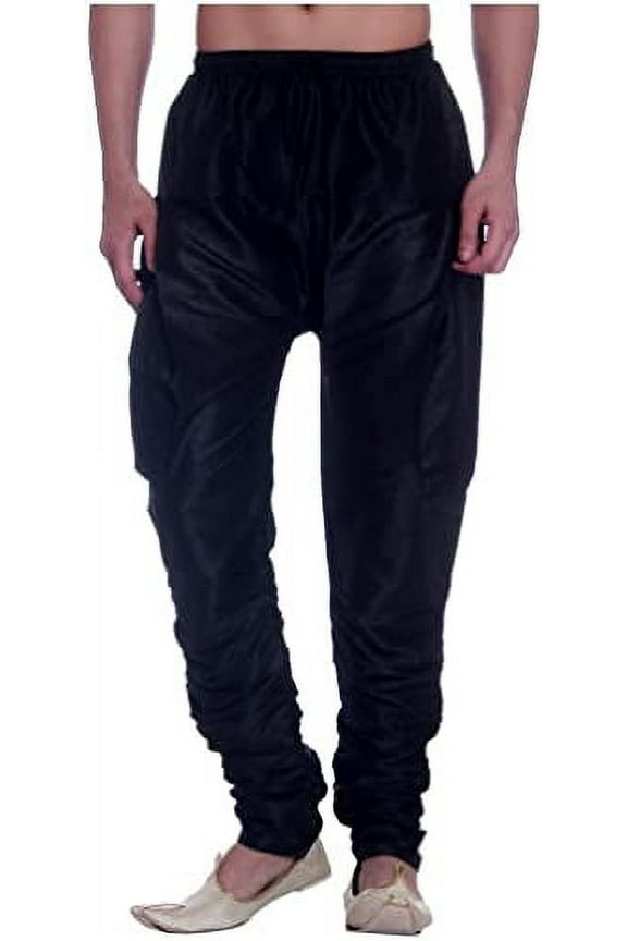 Royal Men's Art Silk Fine Quality Ready to Wear Harem Pant's for Men-Free Size Black