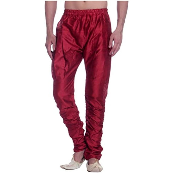 Royal Men's Art Silk Fine Quality Ready to Wear Harem Pant's for Men-Free Size Red