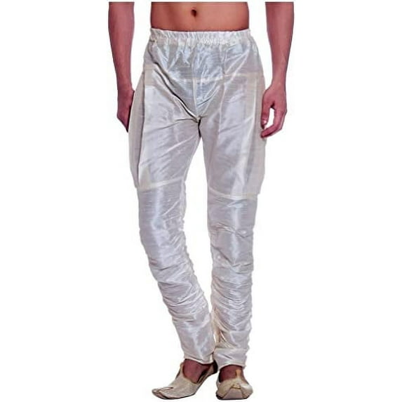 Royal Men's Art Silk Fine Quality Ready to Wear Harem Pant's for Men-Free Size White