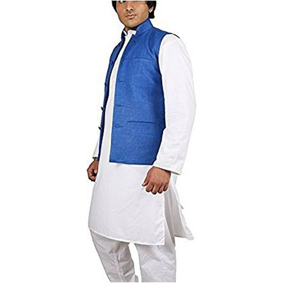 Royal Men's Cotton Kurta Pyjama Set (ROYAL_148_White_Large)