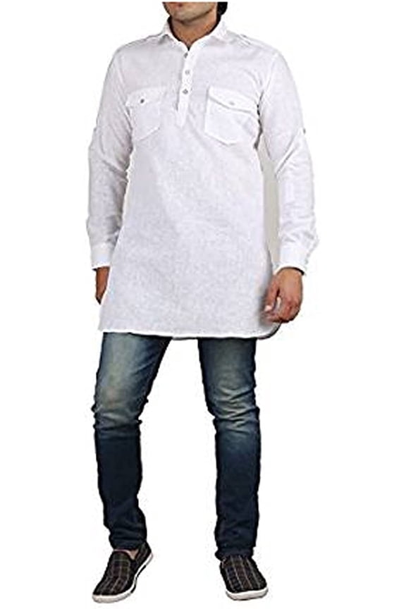 Royal Men's Cotton Kurta (Royal_108_White_Small)