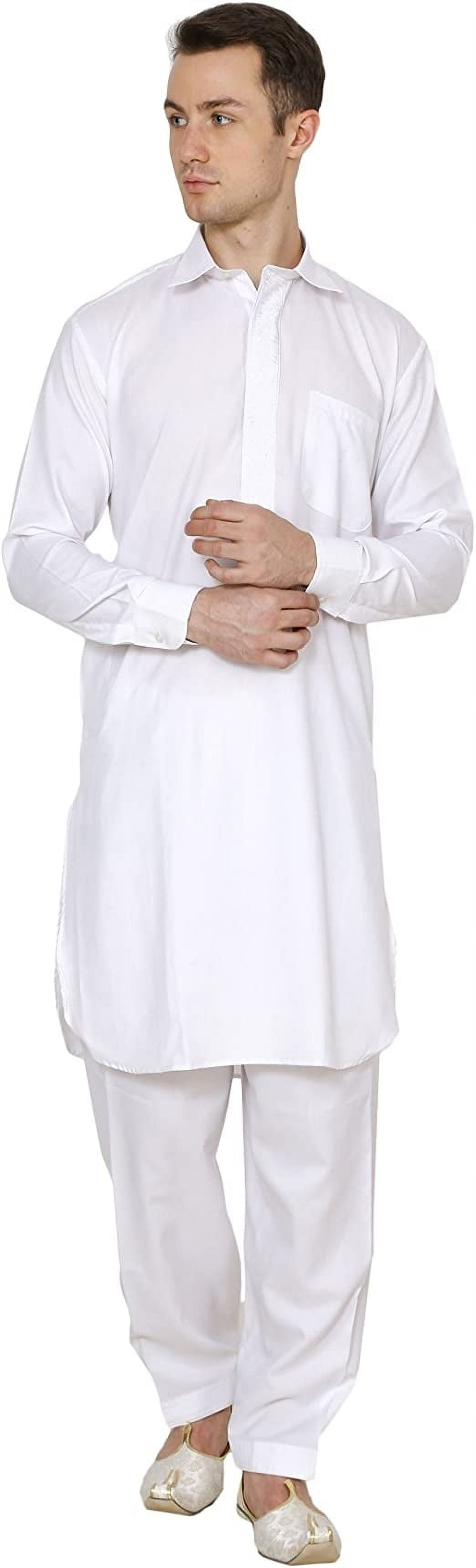 Buy Printed Cotton Kurta Pajama in White Online : MGN112 - Utsav Fashion