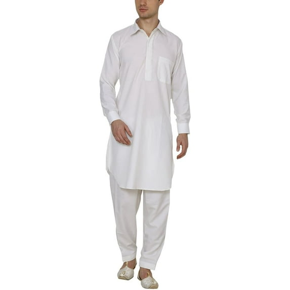 Royal Men's Embroidered Classic Collar Pathani Suit