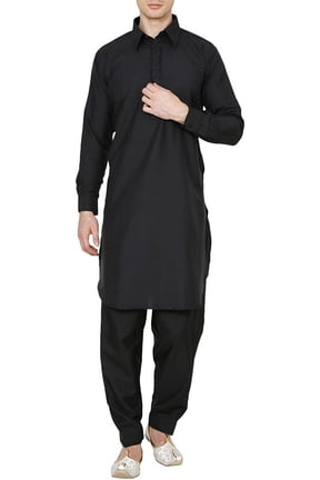 Royal Men's Embroidered Classic Collar Pathani Suit