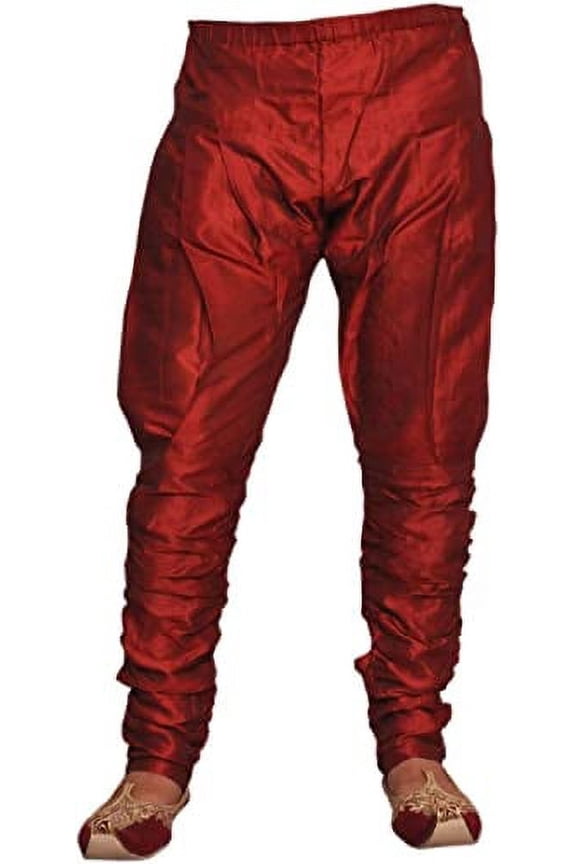 Royal Men's Maroon Silk Blend Harem Pants