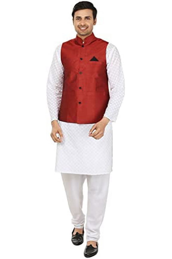 Men's Maroon Silk Jacket