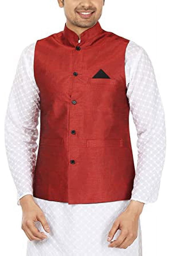 Royal Men's Maroon Silk Jacket