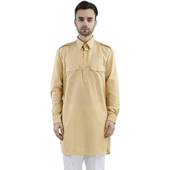 Royal Kurta Men's Pathani Kurta Beige
