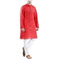 thumbnail image 1 of Royal Men's Red Fine Cotton Kurta Pyjama Set For Occasion, 1 of 1