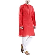 Royal Mens Red Fine Cotton Kurta Pyjama Set For Occasion