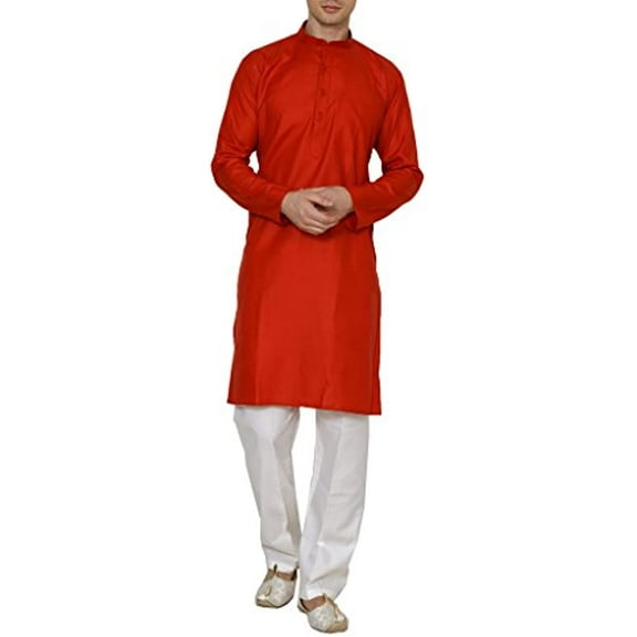Royal Men's Red Fine Cotton Kurta Pyjama Set