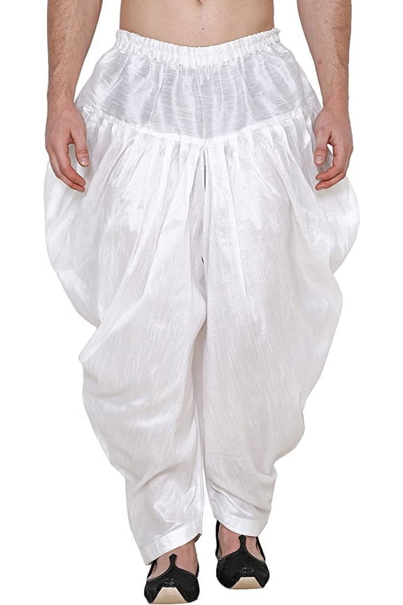 Royal Men's Silk Blend Alladin Baggy Pants (White)
