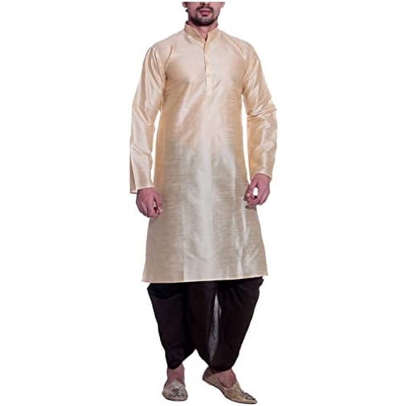 Royal Men's Silk Blend Dhoti & Kurta Set_Gold