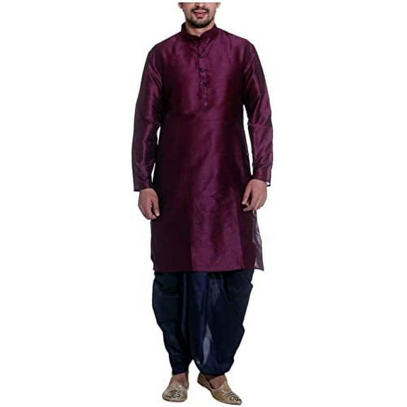 Royal Men's Silk Blend Dhoti & Kurta Set_Purple