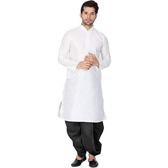 Royal Men's Silk Desginer Dhoti Kurta Set (38, Multi 4)