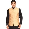 thumbnail image 1 of Royal Men's Traditonal Silk Blended Nehru Waistcoat Jacket (Golden, 38), 1 of 1