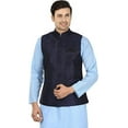 thumbnail image 1 of Royal Men's Traditonal Silk Blended Nehru Waistcoat Jacket Navy, 1 of 1