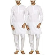Royal Mens White 100% Pure Cotton Kurta Pyajma Set Of 2