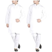 Royal Mens White 100% Pure Cotton Kurta Pyajma Set Of 2