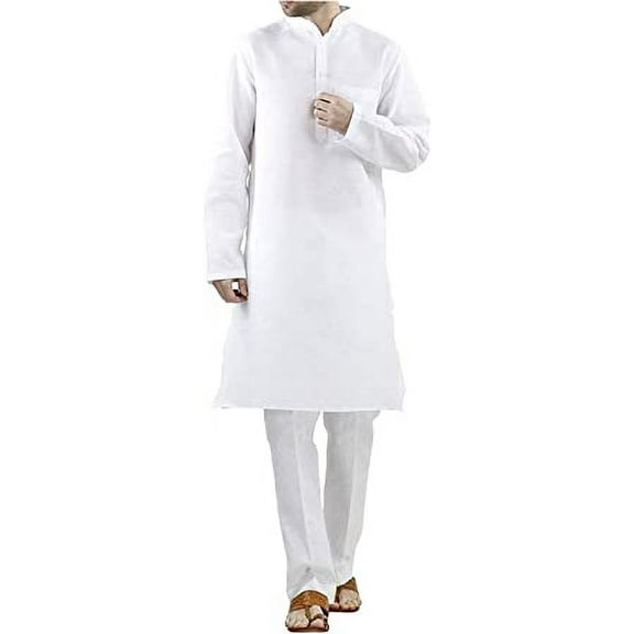 Royal Mens 100% Cotton White Comfortable Kurta Pyjama