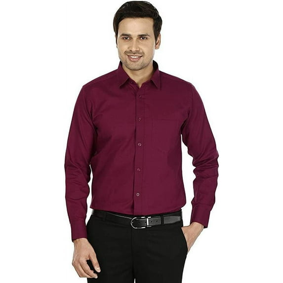 Royal Mens Cotton Blend Formal Shirt (38, Maroon)