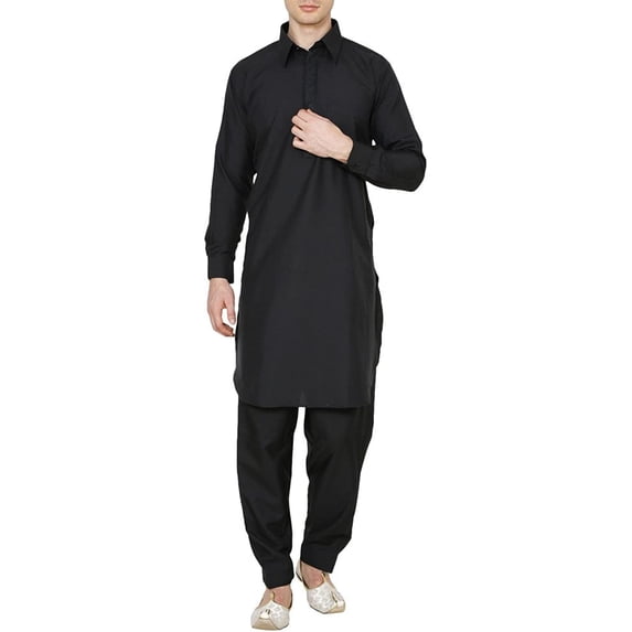 Royal Men's Embroidered Classic Collar Pathani Suit