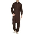 thumbnail image 1 of Royal Mens Neck Thread Embroidered Pathani Suit (38, Brown), 1 of 1