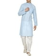 thumbnail image 1 of Royal Mens Sky Blue Cotton Linen Basic Kurta Pyjama, 1 of 1