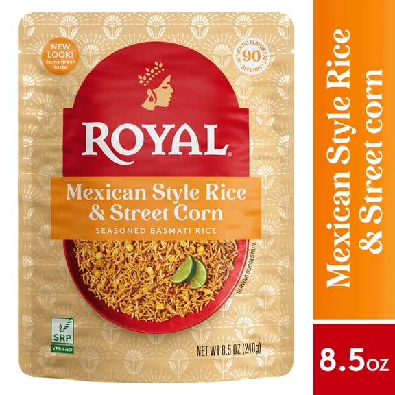 Royal Mexican Rice and Street Corn - Ready-to-Heat Basmati Rice - 8.5 oz Microwavable Pouch.