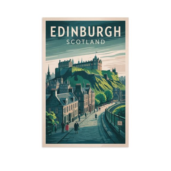 Royal Mile Classic Poster Retro Edinburgh Cityscape with Medieval Streets & Culture Print Poster