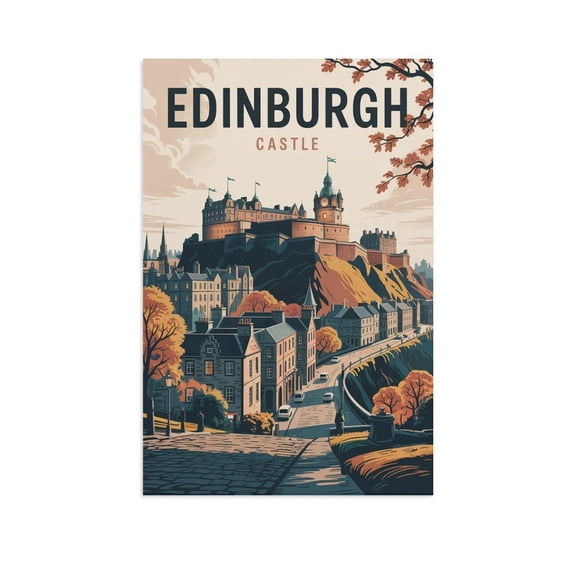 Royal Mile Vintage Poster Retro Edinburgh City Tourism Artwork for Walls Canvas Poster