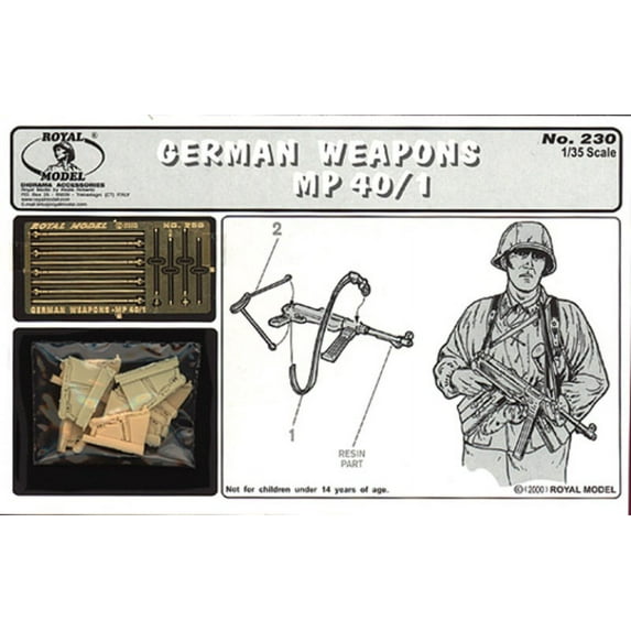 Royal Model 1:35 German Weapons MP40/1 - PE Resin Figure Accessories #230