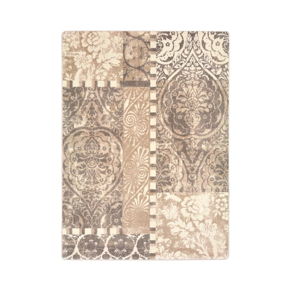 Royal Mosaic 5'4" x 7'8" Area Rug In Color French Cream-Color:french cream,Material:Nylon