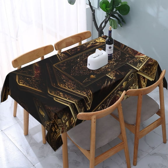 Royal Motif Playing Poker Card Illustration Rectangular Tablecloth 54"x 72" Waterproof Rectangle Table Cover Cloth for Kitchen Dining Room Picnic Home Party