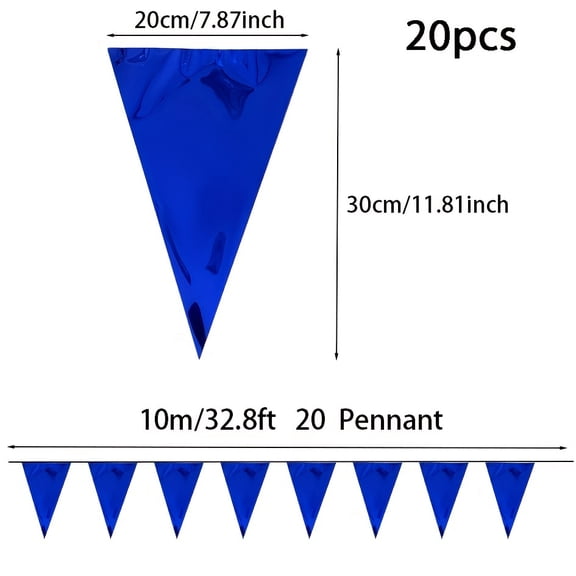 Royal Navy Blue Flag Flag-32.8 Feet Plastic Triangle Flag for Party Decoration, Seasonal Outdoor Indoor Decoration, Christmas, Halloween, Thanksgiving Day, New Year's Day, Etc.-20 One Triangle Flag.