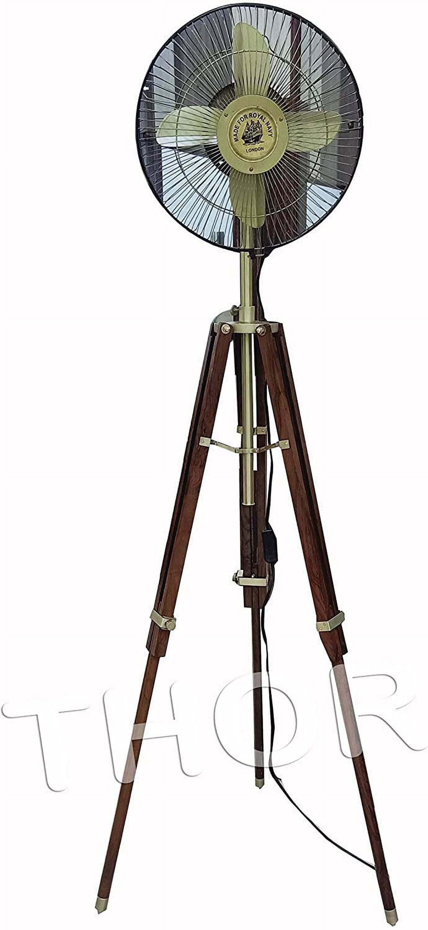 Royal Navy London Antique Victorian Indoor Standing Floor Fan Tripod Stand Home Decor