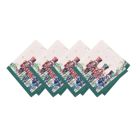 Threadmade Royal Nutcracker Napkin, Set of 4, Ivory - 17"W x 17"L