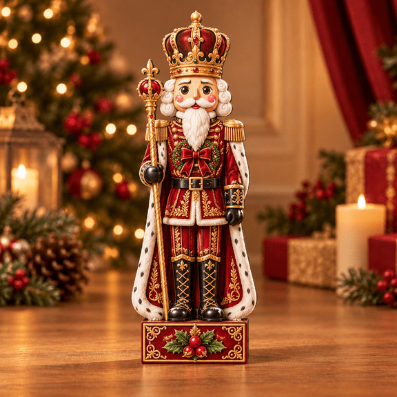 Royal Nutcracker Wooden Block Christmas Shelf Decor