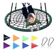 Giant Green and Black Spider Web Tree Swing with Steel Frame