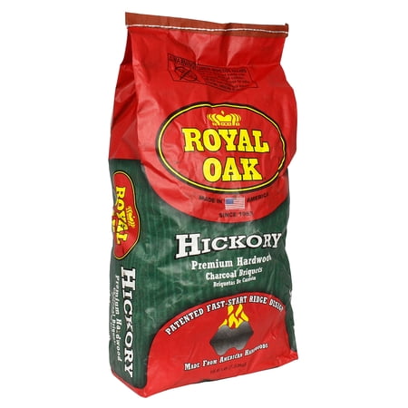 Royal Oak Hickory Charcoal Briquets Premium Hardwood Fast-Start Ridges 16.6 LB