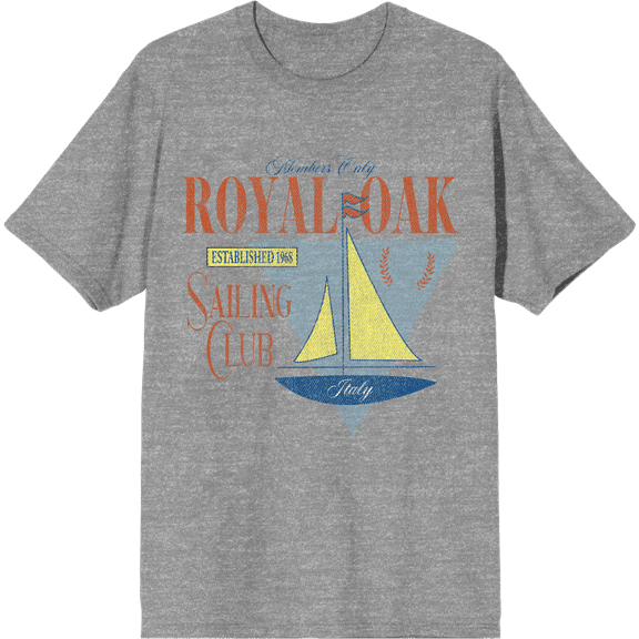 Royal Oak Sailing Club Adult Heather Gray Crew Neck Short Sleeve Tee-Medium