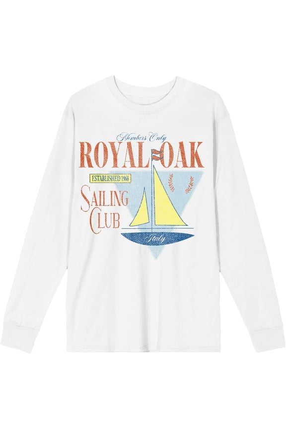 Royal Oak Sailing Club Adult White Crew Neck Long Sleeve Shirt-XL