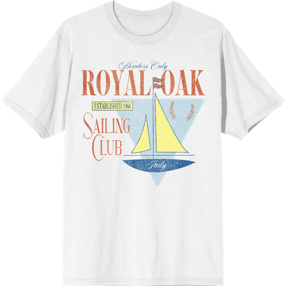 Royal Oak Sailing Club Adult White Crew Neck Short Sleeve Tee-Medium