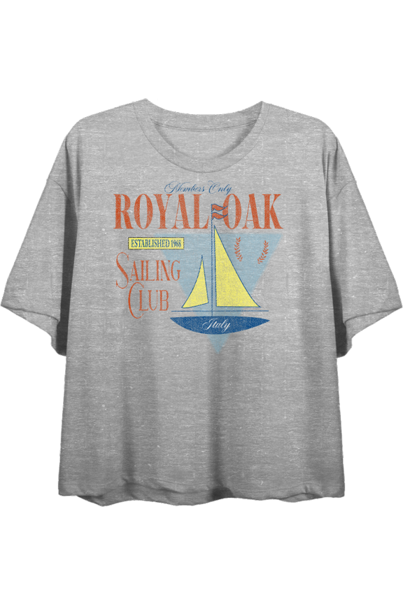 Royal Oak Sailing Club Vintage-Inspired Adult Heather Gray Crew Neck Short Sleeve Tee-XL