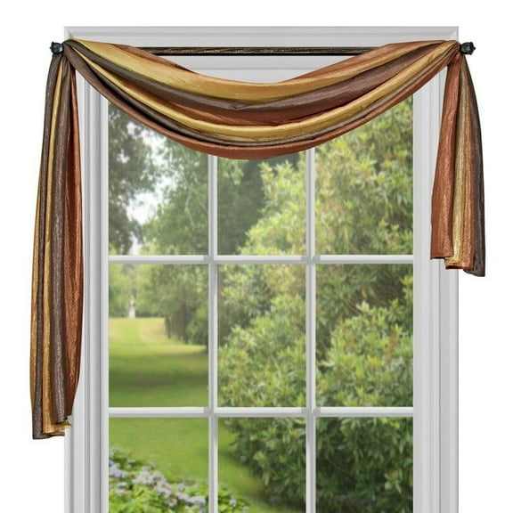 Royal Ombre Crushed Semi Sheer Window Curtain Scarf Treatment - Autumn Spice