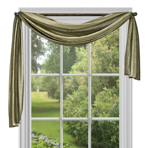 Royal Ombre Crushed Semi Sheer Window Curtain Scarf Treatment - Sage